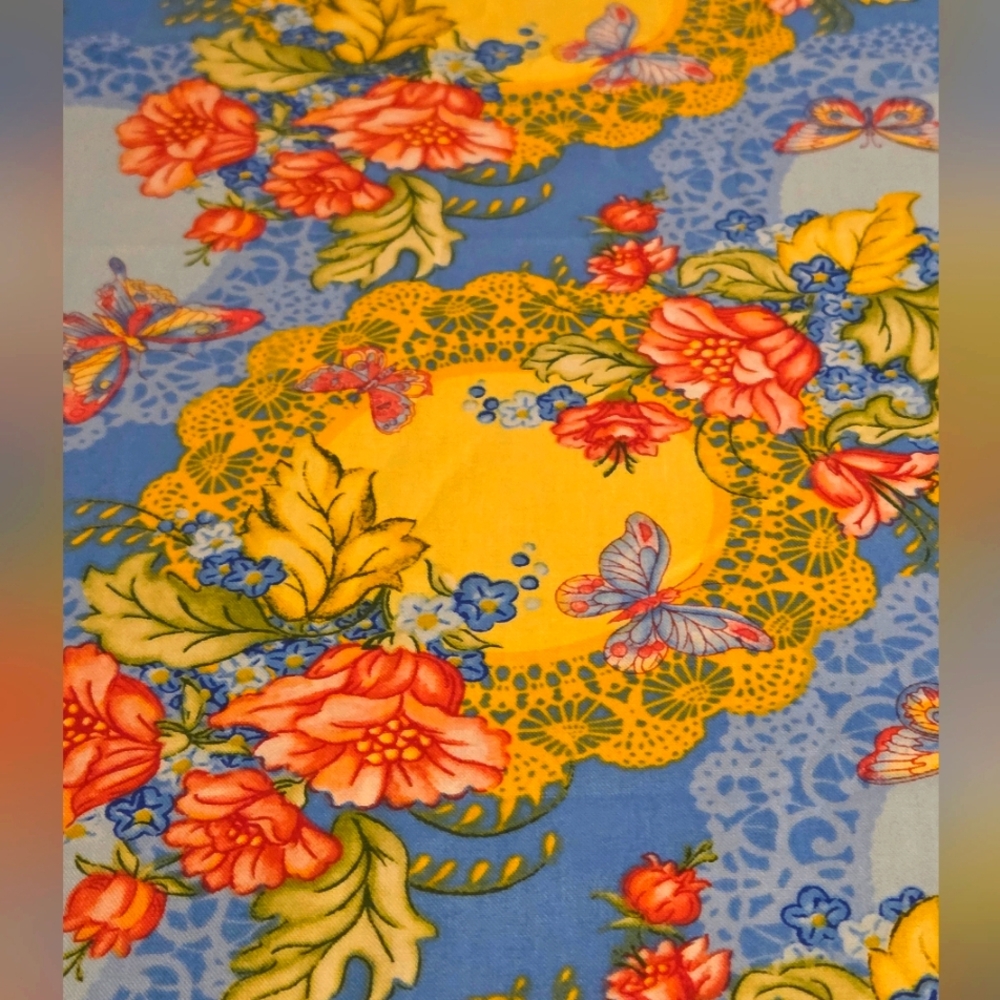 Rare Design by Jackie Von Tobel Whimsical Floral Butterflies Cotton Sew Fabric
